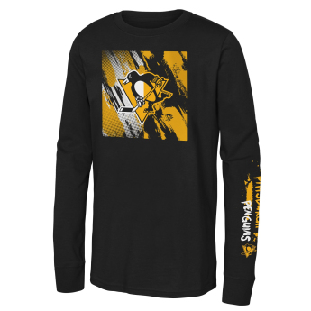 Pittsburgh Penguins detské tričko s dlhým rukávom Half & Half Ls Ctn black