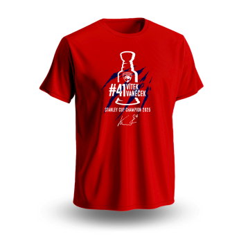 Florida Panthers pánske tričko Vítek Vaněček #92 Stanley Cup Champion 2025 red