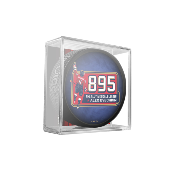 Washington Capitals puk Alex Ovechkin 895 All-Time Goals Leader Collectors Souvenir Red - In Cube Blue