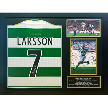 Legendy zarámovaný dres 1988 Larsson Centenary Retro Signed Shirt (Framed)
