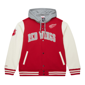 Detroit Red Wings pánska mikina s kapucňou Courtside Fleece Button Front Vintage Logo
