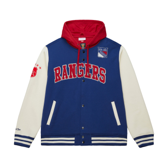 New York Rangers pánska mikina s kapucňou Courtside Fleece Button Front Vintage Logo