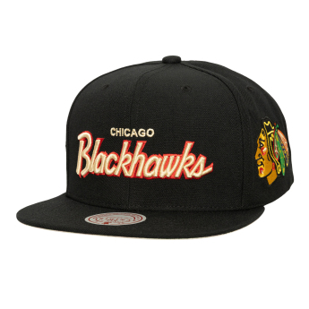 Chicago Blackhawks čiapka flat šiltovka Cream Script Snapback black
