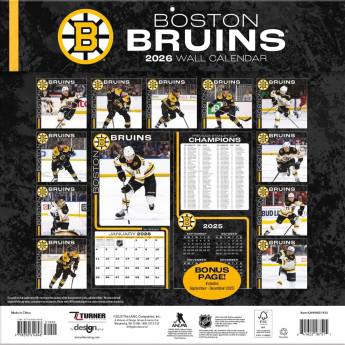 Boston Bruins kalendár 2026 Wall