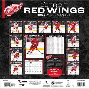 Detroit Red Wings kalendár 2026 Wall