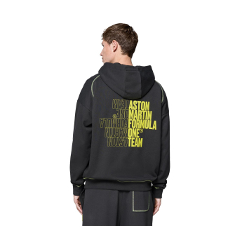 Aston Martin pánska mikina s kapucňou Hoody black F1 Team 2025