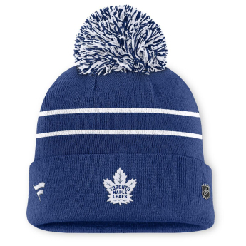 Toronto Maple Leafs dámska zimná čiapka Authentic Pro W/Cap Cuffed Pom Beanie