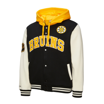 Boston Bruins pánska mikina s kapucňou Courtside Fleece Button Front Current Logo