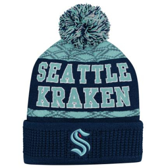 Seattle Kraken detská zimná čiapka Puck Pattern Cuffed Pom
