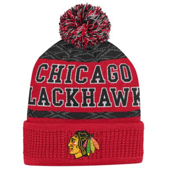 Chicago Blackhawks detská zimná čiapka Puck Pattern Cuffed Pom