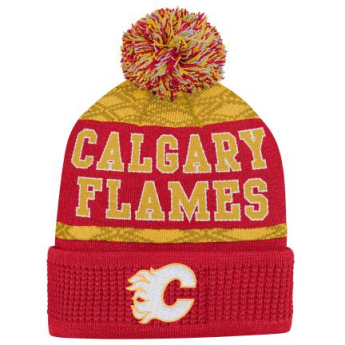 Calgary Flames detská zimná čiapka Puck Pattern Cuffed Pom