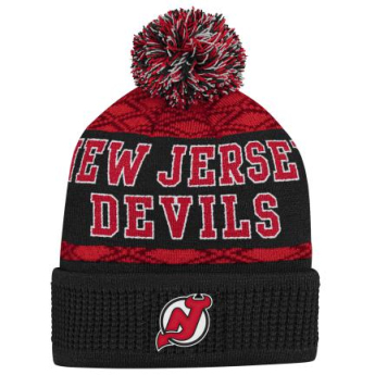 New Jersey Devils detská zimná čiapka Puck Pattern Cuffed Pom