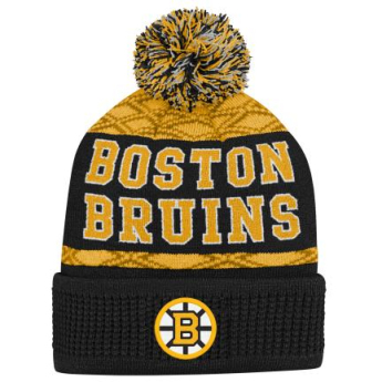 Boston Bruins detská zimná čiapka Puck Pattern Cuffed Pom