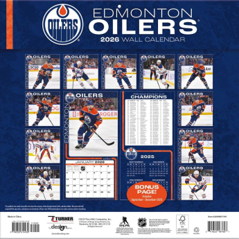 Edmonton Oilers kalendár 2026 Wall