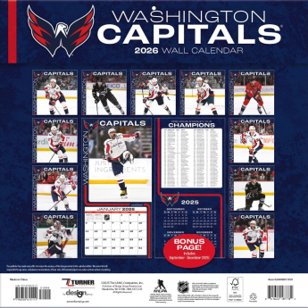 Washington Capitals kalendár 2026 Wall