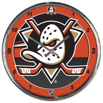 Anaheim Ducks nástenné hodiny Chrome