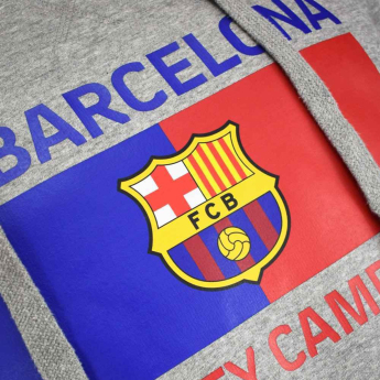 FC Barcelona detská mikina s kapucňou Camp Nou grey