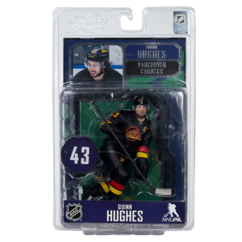 Vancouver Canucks figúrka Quinn Hughes #43 SportsPicks Black Jersey