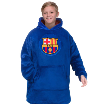 FC Barcelona detská mikina s kapucňou oversize blanket blue