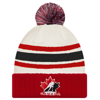 Hokejové reprezentácie zimná čiapka Canada Milano Cortina 2026 Winter Olympics Striped Cuffed Knit Hat with Pom