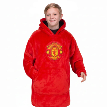 Manchester United detská mikina s kapucňou oversize blanket red