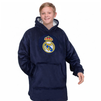 Real Madrid detská mikina s kapucňou oversize blanket navy