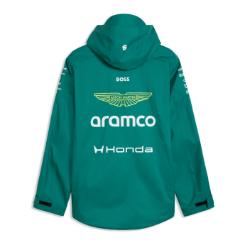 Aston Martin pánska bunda s kapucňou Rain green official Teamline Replica F1 Team 2026