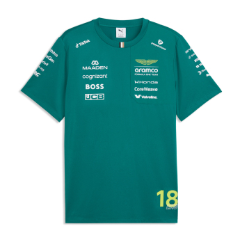 Aston Martin pánske tričko Lance Stroll #18 green official Teamline Replica F1 Team 2026
