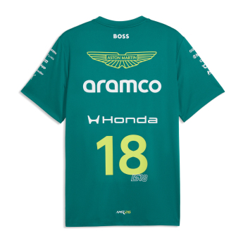 Aston Martin pánske tričko Lance Stroll #18 green official Teamline Replica F1 Team 2026