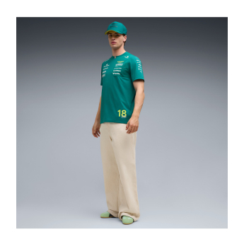 Aston Martin pánske tričko Lance Stroll #18 green official Teamline Replica F1 Team 2026