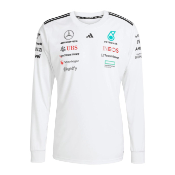 Mercedes AMG Petronas pánske tričko s dlhým rukávom white official Teamline Replica F1 Team 2025