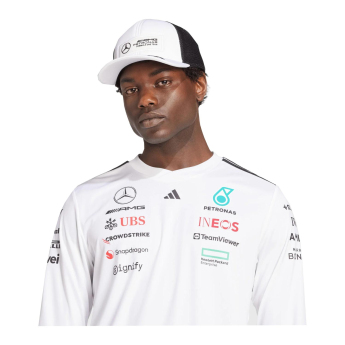 Mercedes AMG Petronas pánske tričko s dlhým rukávom white official Teamline Replica F1 Team 2025