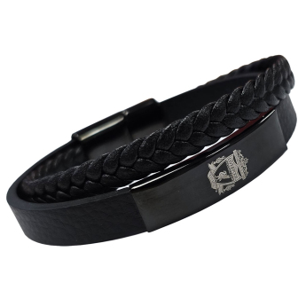 FC Liverpool kožený náramok Crest Black IP Leather Bracelet