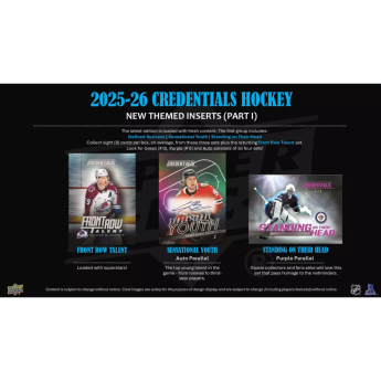 NHL boxy hokejové karty NHL 2025-26 Upper Deck Credentials Hobby Box