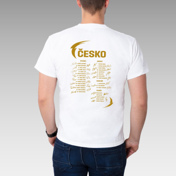 Hokejové reprezentácie pánske tričko HOŠI DĚKUJEM Ice Hockey World Championship Czechia MS 2024 GOLD EDITION White