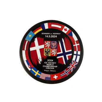 Hokejové reprezentácie puk Ice Hockey World Championship Czechia MS 2024 Dueling 14.5.2024 Denmark vs. Norway