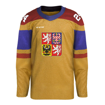 Hokejové reprezentácie hokejový dres Lukáš Dostál #1 2024 CCM Fandres replica gold
