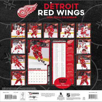Detroit Red Wings kalendár 2025 Wall Calendar