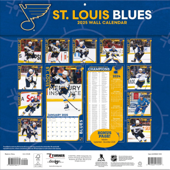 St. Louis Blues kalendár 2025 Wall Calendar