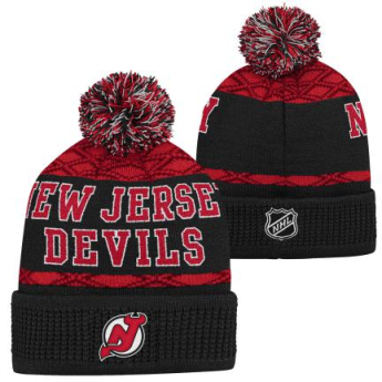 New Jersey Devils detská zimná čiapka Puck Pattern Cuffed Pom
