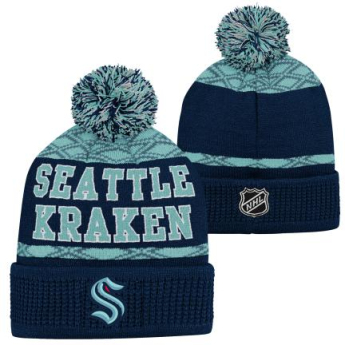 Seattle Kraken detská zimná čiapka Puck Pattern Cuffed Pom