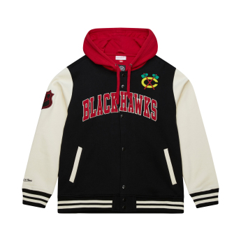 Chicago Blackhawks pánska mikina s kapucňou Courtside Fleece Button Front Vintage Logo