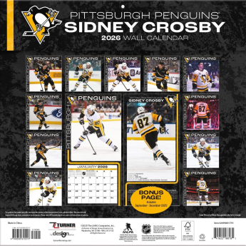 Pittsburgh Penguins kalendár #87 Sidney Crosby 2026 Wall