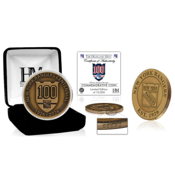 New York Rangers zberateľské mince 100th Anniversary Antique Bronze Coin