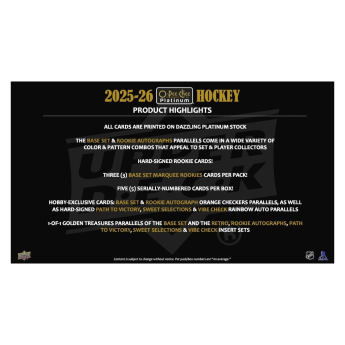 NHL boxy hokejové karty NHL 2025-26 Upper Deck O-Pee-Chee Platinum Hobby Box