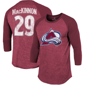 Colorado Avalanche pánske tričko NHL Name & Number Tri-Blend Raglan 3/4-Sleeve T-Shirt - Burgundy
