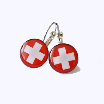 Hokejové reprezentácie náušnice Flag Switzerland