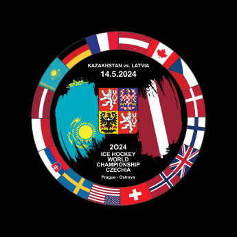 Hokejové reprezentácie puk Ice Hockey World Championship Czechia MS 2024 Dueling 14.5.2024 Kazakhstan vs. Latvia