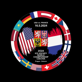 Hokejové reprezentácie puk Ice Hockey World Championship Czechia MS 2024 Dueling 16.5.2024 USA vs. France