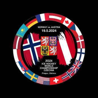 Hokejové reprezentácie puk Ice Hockey World Championship Czechia MS 2024 Dueling 19.5.2024 Norway vs. Austria